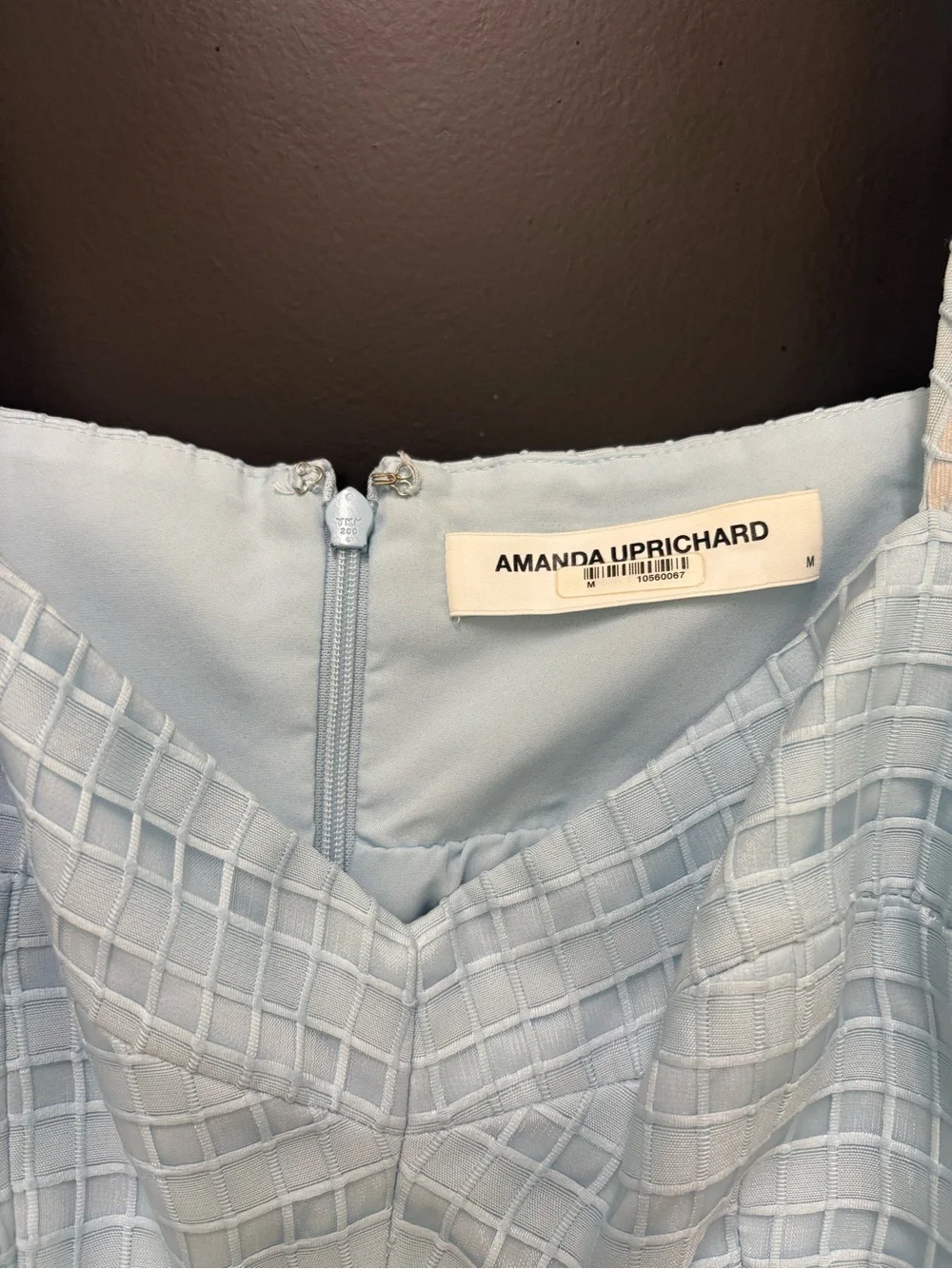 Amanda Uprichard Sicily Mini Dress Powder Blue Textured Puff Sleeve Medium - Picture 4 of 14